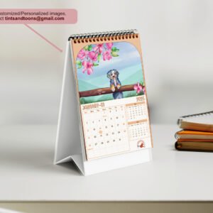 Dog Calendar Desk Calendar Hand illustrated