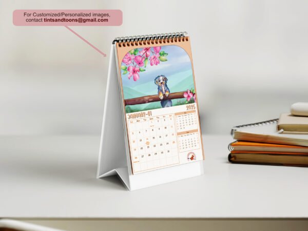 Dog Calendar Desk Calendar Hand illustrated