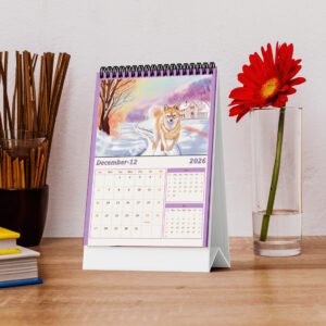 Desk Calendar 2026 | Dog Themed | Purple color