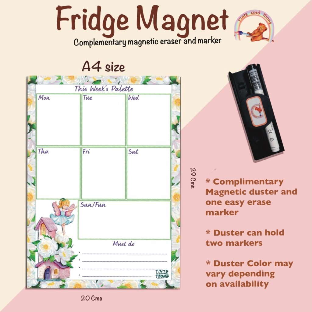 Fridge Magnet - Weekly Planner - With Duster and Marker - Fairy