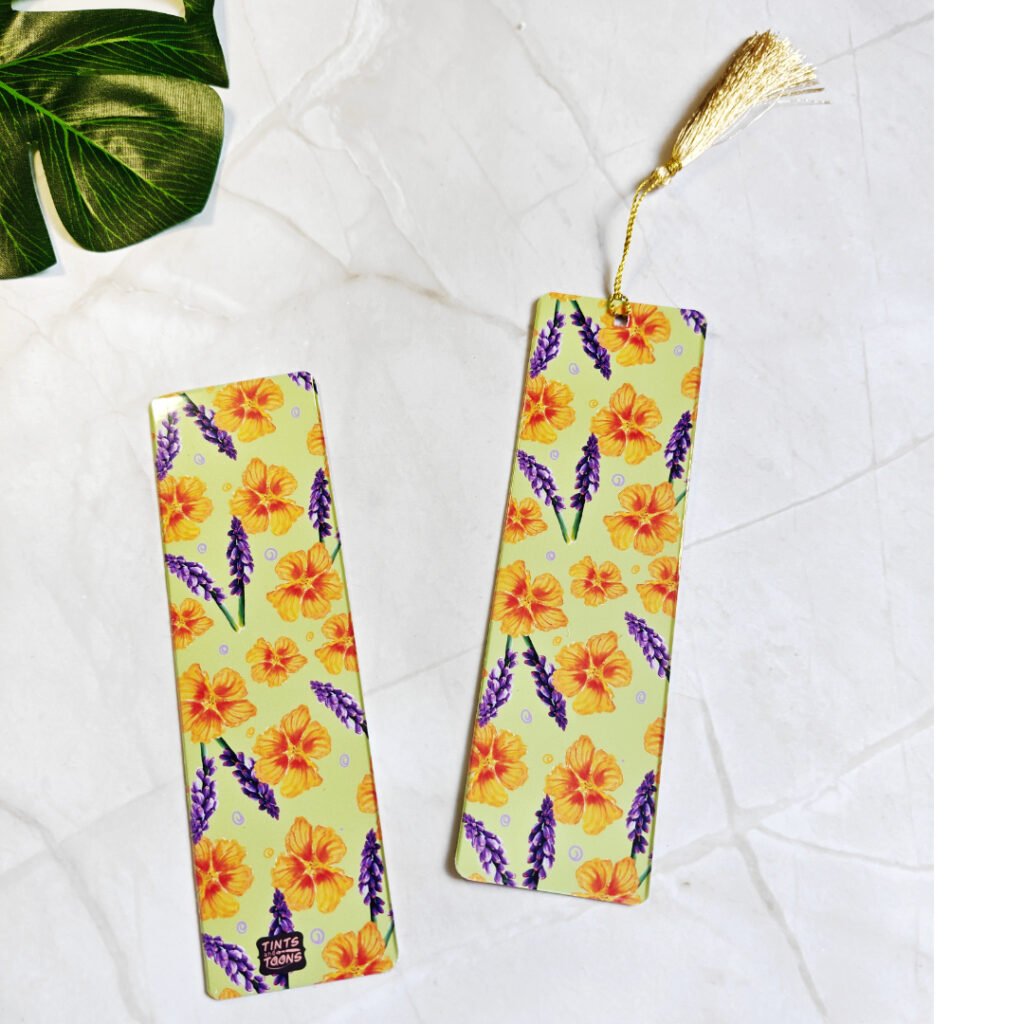 Yellow and Lavender Floral Bookmark
