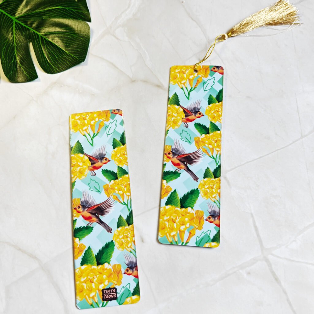 Sparrow & Floral Bookmark