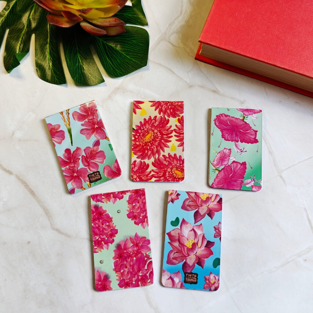 Set of 5 Pink magnetic bookmarks