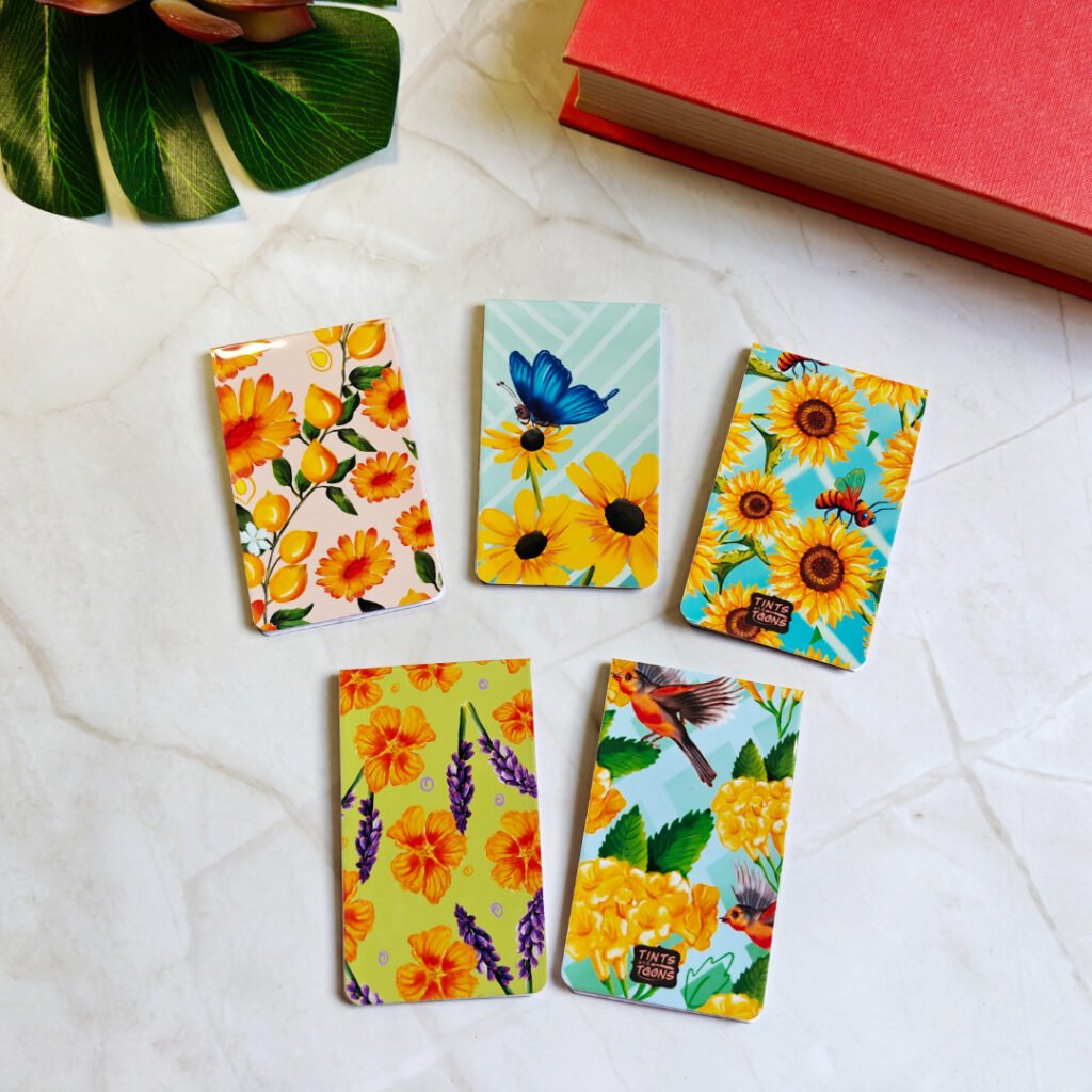 Yellow Florals Set of 5 - Magnetic Bookmark