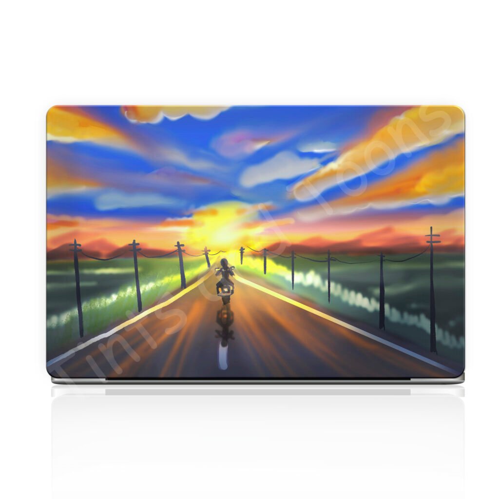 Biker & Sunset - Laptop Skin