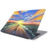 Laptop rear view half opened mockup