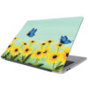 Laptop rear view half opened mockup