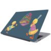 Laptop rear view half opened mockup