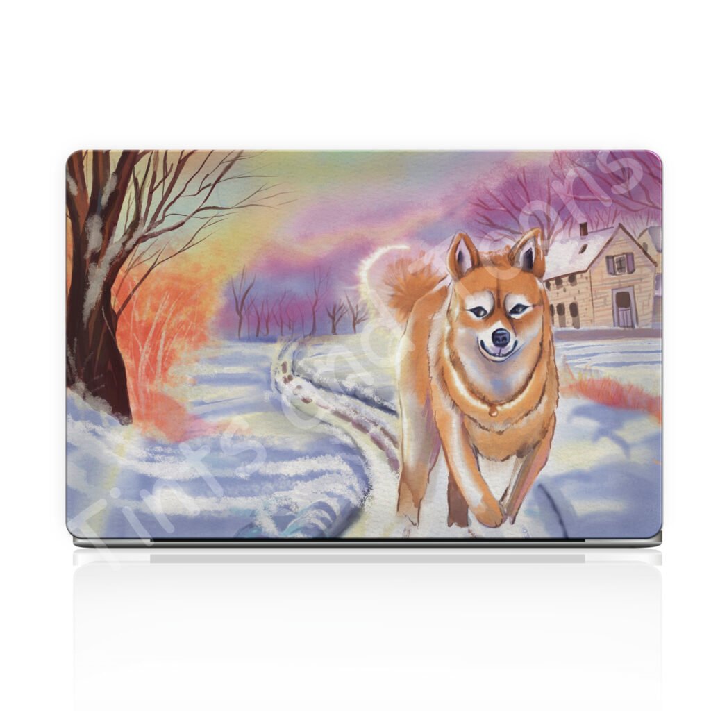 Husky and Snowy Landscape Laptop Skin